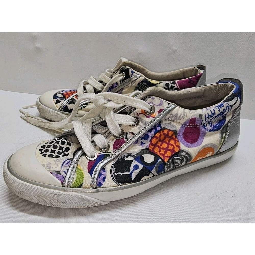 Coach Barrett Canvas Sneakers Size 6.5B Multi-Color Pop Art Indie Sleaze Y2K